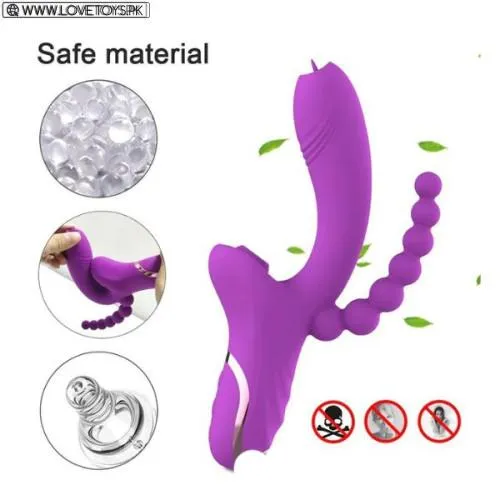 Double Headed Sucking Vibrating Beads Vibrator for Couple