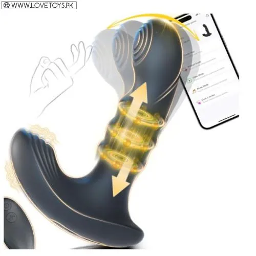 Prostate Massager with Beaded Thrusting Ring