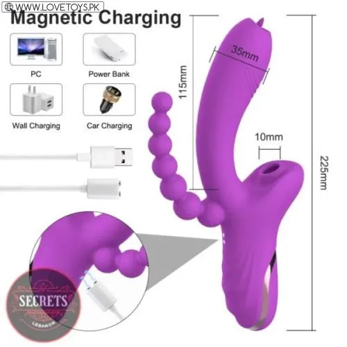 Double Headed Sucking Vibrating Beads Vibrator for Couple